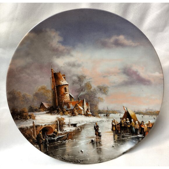 1987 Furstenburg Porcelain Muningers Romantic Winters Set of 4 Wall Plates Art - Picture 5 of 11